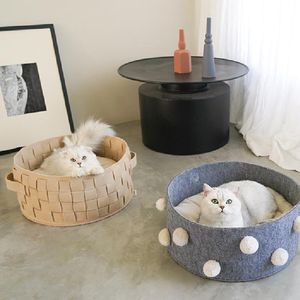 Cat Beds & Furniture 2021 Deep Sleep Comfort Bed Nest Mat Basket Felt House Cats Bags Cozy Durable Portable Pet Kennel