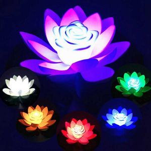 1 PC LED Lotus Flower Shape Light Pond Latarnia Dekoracyjne Wodoodporne Outdoor Ogrodowy Lampa Oświetlenie bez Baterii Dekoracji Home Decoration Q0811