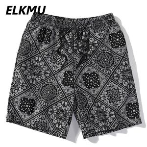Elkmu Harajuku Streetwear Shorts Bandana Paisley Modello Fashion Summer Shorts Hip Hop Casual Bottoms Elastic Waist He917 P0806