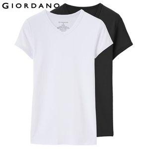 Mężczyźni Tshirt 2-Pack Krótkie rękawy Tee V-Neck T Shirt Top Marka Odzież Bawełniana Homme Solid Color 210714