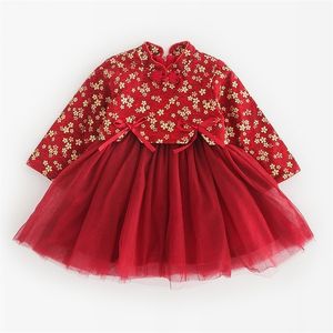 Abito da principessa di Natale per ragazze Plus Velluto addensato Vestiti per neonati invernali caldi Abiti da tutu per bambini in stile cinese 220309