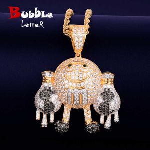 Mão segurando o bolsa do dólar pingente pingente de ouro cor ouro colar charme bling cúbico zircão hip hop jóias x0707