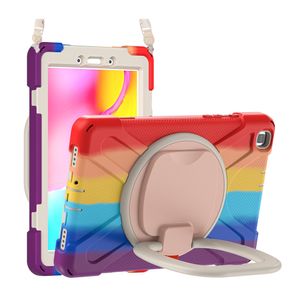 DHL-frei für Samsung Galaxy Tab A 8.0 T290 T295 Hüllen Ganzkörper stoßfest Heavy Duty Regenbogen Kinder Tablet Cover Stand Schultergurt