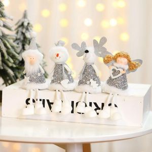 Juldekorationer Dolls Tree Decor Year Ornament Reindeer Snowman Santa Claus Söt Silver Doll Decoration Merry Christma