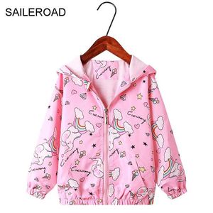 SAILEROAD Pink Jacket with Zipper Trench Coat 2-9 Years Girl Hoodie for Baby Outerwear Kids Fashion Clothing Children Clothes 211011