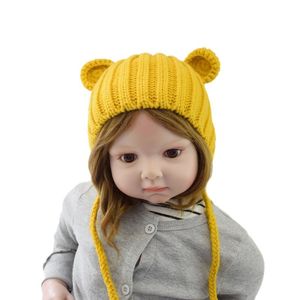 Berety kreskówkowe ucha uszu kapelusz ciepłe dzianiny dla dzieci dziewczyna chłopiec jesienna zima maska ​​solidna zabezpieczenie kolorów dzieci czapki unisex