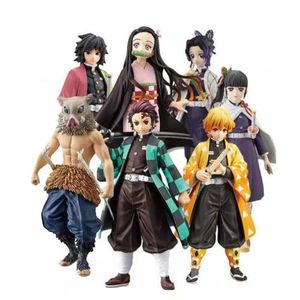 Anime Demon Slayer 16CM Mini Figura Tanjiro Kamado Nezuke Agatsuma Zenitsu Kochou Shinobu Modelo de Ação Para Crianças Q0722