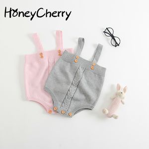 Autumn Baby Bodysuits Jumpsuit Knitted Suspenders Climb Clothes Girl 210515
