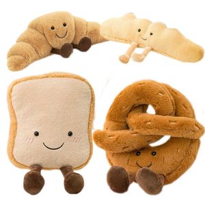 Super bonito desenhos animados pretzel pelúcia brinquedo enchido torrado torrado pão comida brinquedo frança guette hotel decor boneca para menina crianças aniversário q0727