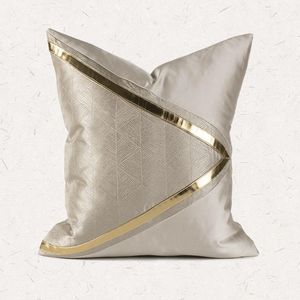 Light Luxury Cushion Cover High Quality Golden PU Leather Decorations Pillow Cases Home Office Sofa Chair Seat Decor Pillowcase Cushion/Deco