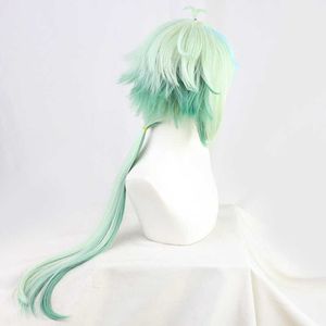 Sucrose Genshin Impact Green Mixed Long Straight Cosplay Heat Resistant Synthetic Hair Halloween Carnival Party + Free Wig Cap Y0913
