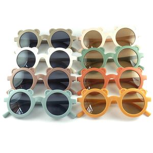 Kids Lovely Bear Ears Round Occhiali da sole Designer Big Mouth Frog Round Frame Cute Animal Glasses 8 colori all'ingrosso