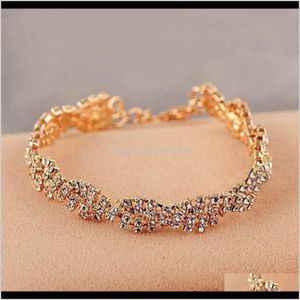 Andra armband smycken droppleverans 2021 koreanska utsökt full diamant glittrande armband mode kvinnors flerskikt flätade twist versati