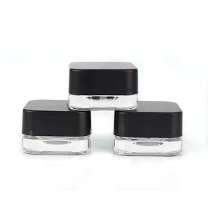 5 ml 5G Premium Glass Concentrate Jar Cube Square Style Black White Lid Thick Oil Dab Container