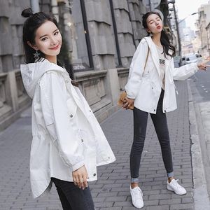 Women's Jackets 2022 Autumn Jacket Long Sleeve Casual Hooded Female Windbreaker Loose Basic Coat Outwear Plus Size C-27