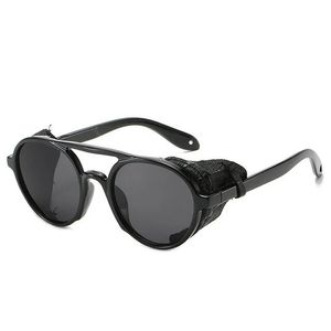 Uv400 classici occhiali da sole Steampunk Donne uomini rotondi Flip Up Punk Punk Vintage Sun Glasses