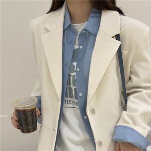 Women's Suits & Blazers 2021 Spring Autumn Casual Vintage Jacket Temperament Single-breasted Chic Women Fashionable Blazer Ladies