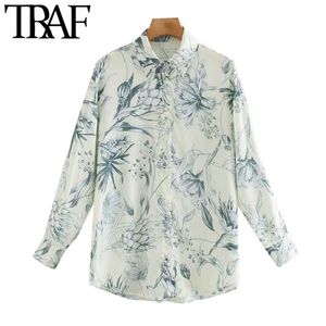 Camicette larghe con stampa floreale moda donna Camicie vintage a maniche lunghe abbottonate da donna Blusas Chic Top 210507