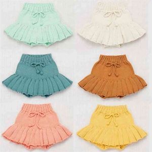 Autumn Spring Children Clothes Kids Lovely Knitting Skirt Shorts Bottoming Princess Pleated Skirts Baby Girls 210723