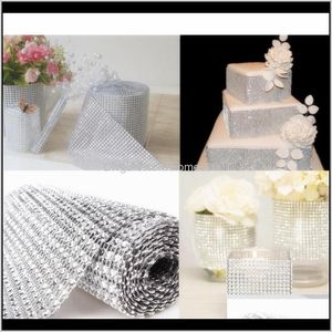 Wholesale tulle mesh flowers resale online - Decorative Flowers Wreaths Festive Party Supplies Home Garden1 Yard Cm Cm Rolls Trim Bling Diamond Mesh Wrap Cake Roll Tulle Crystal Ri