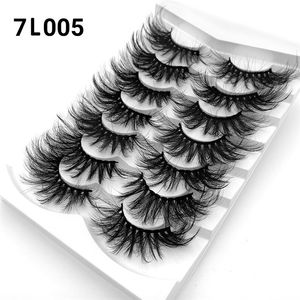 7Pairs 25mm lång dramatisk faux 3d mink ögonfransar 9 stilar Curl Wispy Lash Fluffy False Eyelash Extension Makeup