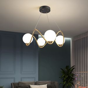 Nordic Glass Ball Led Pendant Lamp Decoration for Living Dining Room Bedroom Luxury Golden Ceiling Chandelier Lighting Fixtures