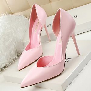 Bigtree Shoes Women Women Pumps 10,5 см. Высота на каблуках вечеринка свадебная обувь женские стилевые сандалии. Желтые розовые белые черные Y0406