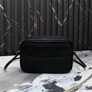 Latest Update Designer Women Genuine Leather Camera Bags Thread Diagonal Plaid Stitched LOU Shoulder Bag Bronze Metallic Hardware Zipper Large Capacity Cross Body