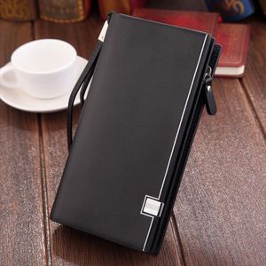 Original Brand Mens Wallet Business Striped Clutch Leather Purse For Male Fashion Man Card Holder With Zipper Phone Bag318U