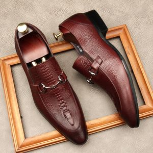 2021 Stor storlek EUR45 Crocodile Grain Black / Brown / Tan Mens Wedding Shoes äkta läderföretagsklänningskor