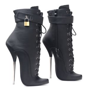 Saltos finos extremos 7 MJ Ballet Lock Ankle Boots Cosplay Goth Fetish 5-15