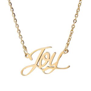 Pendant Necklaces Joy Name Necklace Personalised Stainless Steel Women Choker 18k Gold Plated Alphabet Letter Jewelry Friends Gift