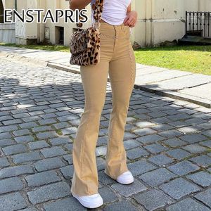 Y2K Khaki Bodycon Wide Leg Pants 2020 Fall Fashion Women Vintage High Waist Stretch Indie Aesthetic Denim Bell Bottoms Trousers Q0801