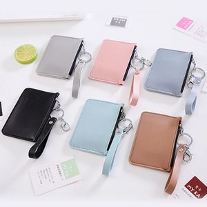 High Quality PU Leather Women Case Business Card Holder Student Card Bag ID Card Wallet With Keychain And Coin Purse