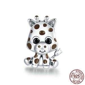 Mix Design Wholesale Solid 925 Sterling Silver Baby Giraffe Charm for Original DIY Bracelet or Bangle jewelry Make Necklace Fittings Beads