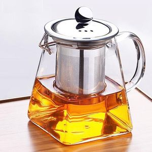 Bule de vidro quadrado, 350 550ml 750ml, resistente a altas temperaturas, conjunto de bule de café, infusor de chá, chaleira de chá tetera