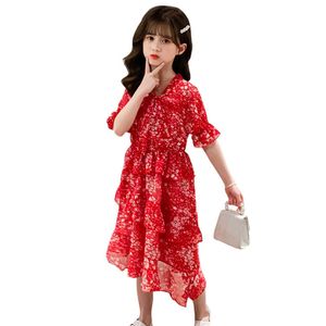 Vestidos para meninas padrão floral menina festa de festa de festa de verão roupas infantis 6 8 10 12 14 210528