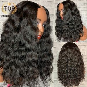 Topnormantic U Parts peruk Densitet Glueless Human Hair Wigs Brasilian Remy Nature Wave for Black Women Lace