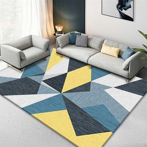 thick rugs for living room nordic Geometric table Lounge door room non-slip area soft carpets bedroom dining home decoration rug 220125