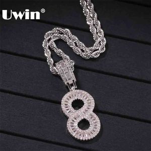 UWIN Baguette Numbers Chain Necklaces & Pendant Rope/Cuban For Men Women Full Iced Out Cubic Zircon Hiphop Jewelry 210721