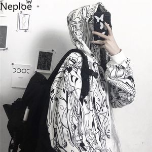 Neploe hajuku anime hoodies dragkedja tjockta överdimensionerade outwear streetwear bf koreanska mode hooded sweatshirt coat kvinnliga 94645 210422
