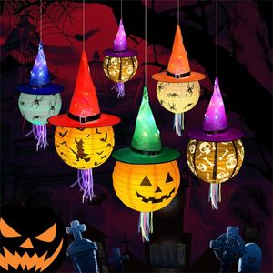 Decoração de festa Halloween bruxa chapéu LED luzes para crianças decoração suprimentos ao ar livre árvore pendurado ornamento