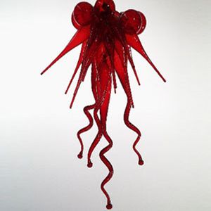 Moderne Murano-Hängelampe, kleine niedliche rote Kronleuchter, Kunst-LED-Beleuchtung, mundgeblasener Glas-Kronleuchter für Hotelzimmer-Dekoration, 20 x 50 cm