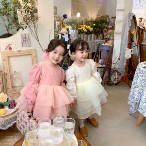 Ragazze coreane Lolita Abito da principessa per bambini Torta Vestido Primavera Festa Fiori Tutu Abbigliamento Bambino 1-6 anni 210529