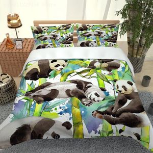 Bedding Sets 3D Beding Adult Duvet Cover Set Printed Animal Panda 3pcs King Size Single Double Bedroom