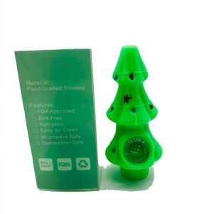 Weihnachtsbaum Silikon Pfeife Dab Rig Glas Bong Recycler Wasserpfeifen 4,8 Zoll