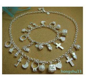 Großhandel - Einzelhandel Weihnachtsgeschenk 925 Silber Mode neues Necklace+Bracelet Set S72