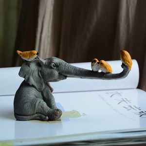 Cute Elephant Statue Figurines Collection Craft Gift Home Garden Decoration Micro landscape Ornament Desktop Decorations