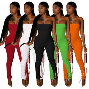 Women Chest Wrapped Jumpsuits Casual Solid Color Sexy Rompers Black Long Pants Bodysuit Elegant Casual Jogging Nightclub Clothing