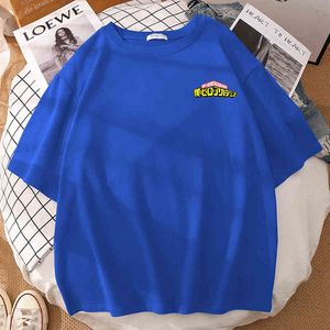 Manga My Hero Academia Drukowanie Man T Shirt Crewneck Vintage Koszulki Koszulki Oddychające Moda Męskie Koszulki Oversized Luźna T Shirt Y220214
